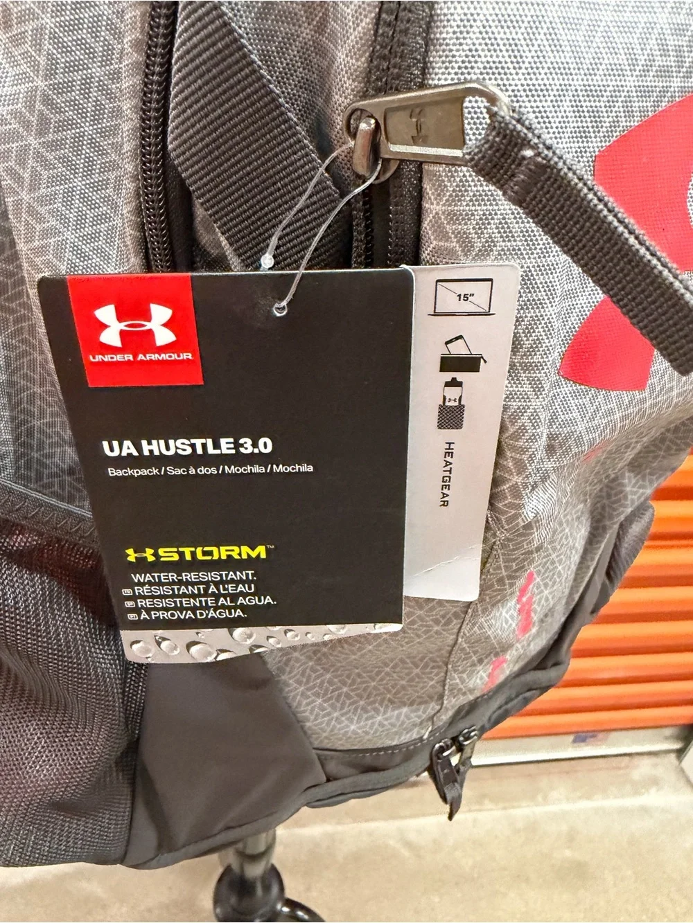 NWT Under Armour Hustle 3.0 Gray & Red Men's Backpack